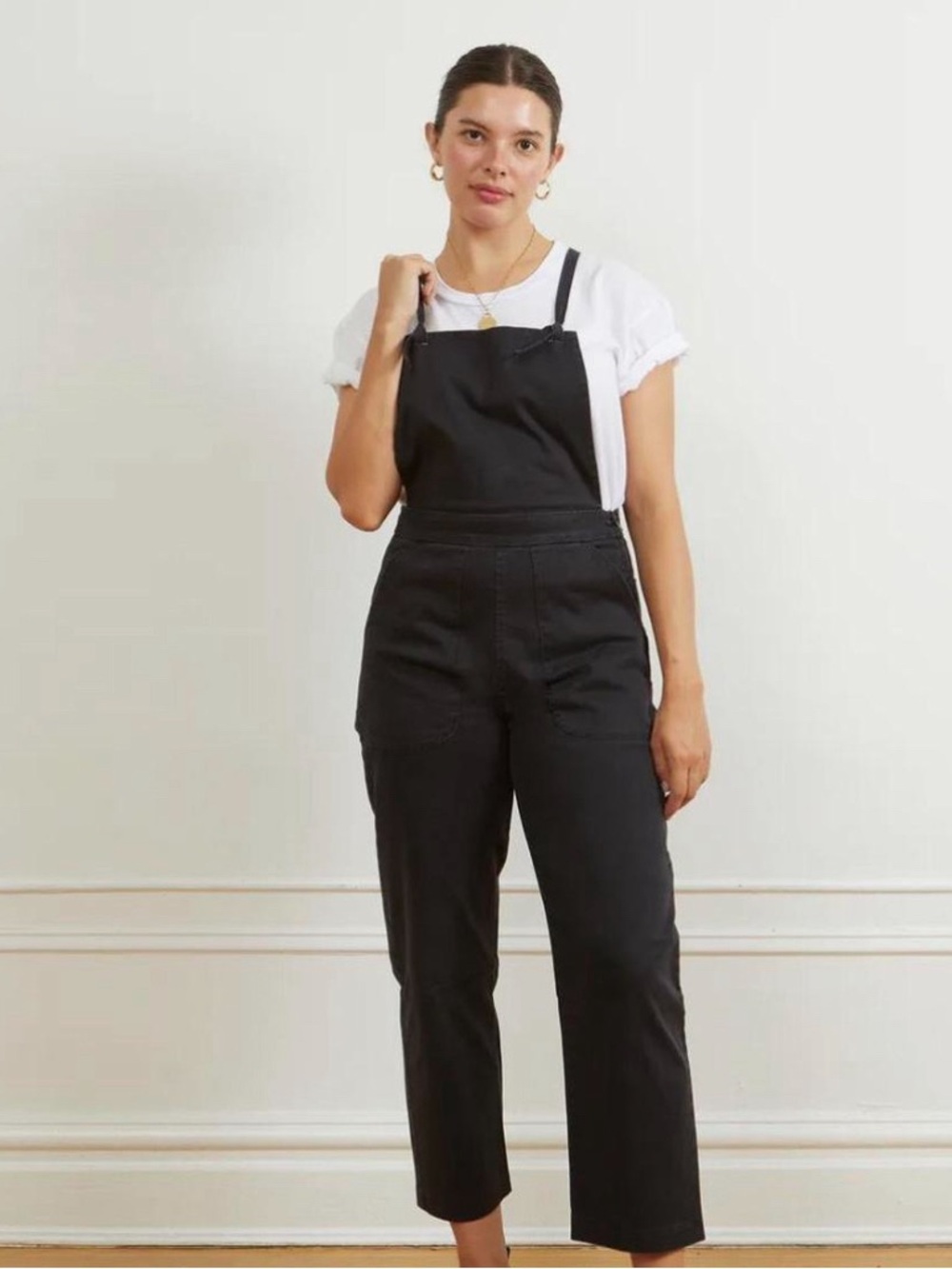 Loup Black Denim Overalls with Straight Legs